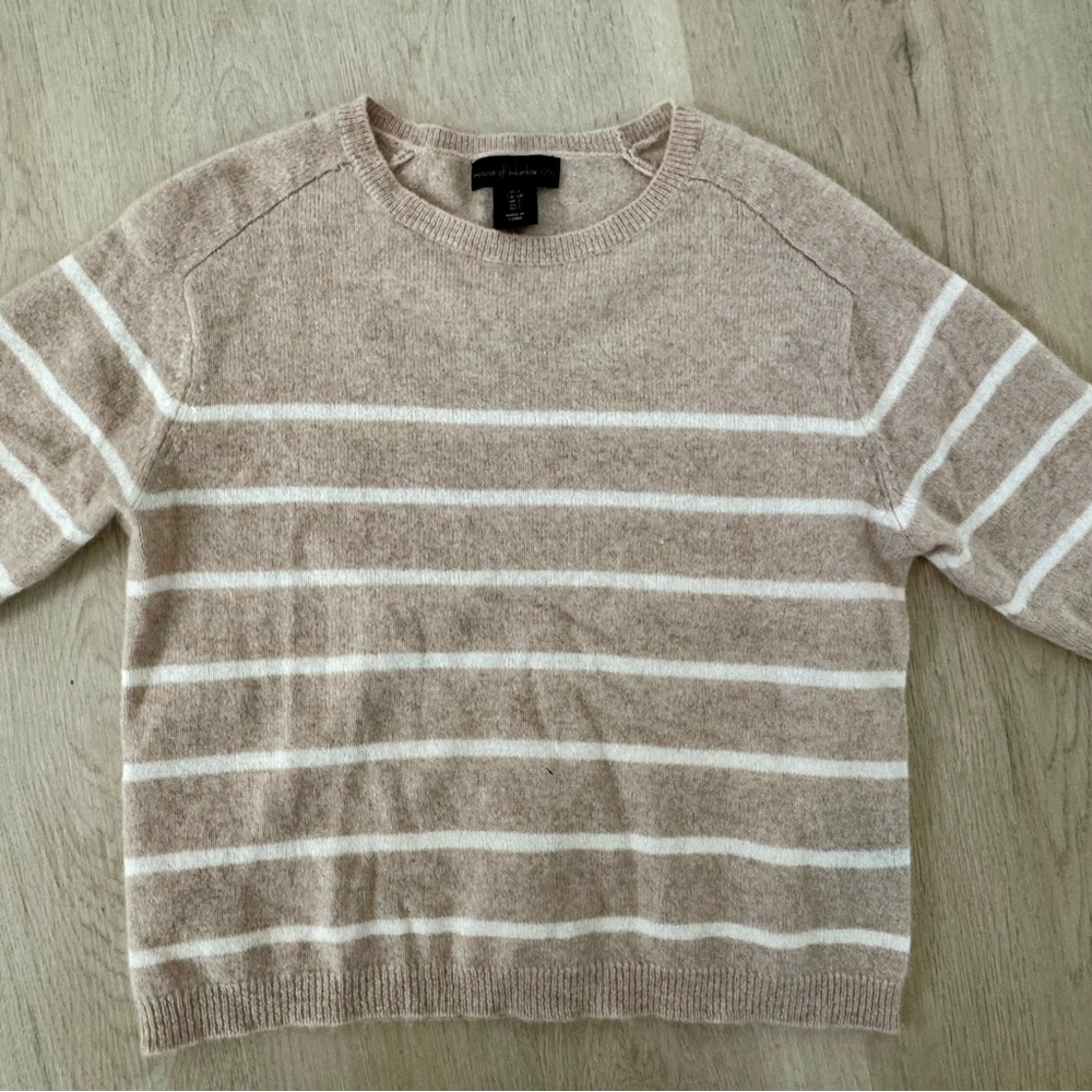House of Harlow 1960 Tan and White Striped Sweater
